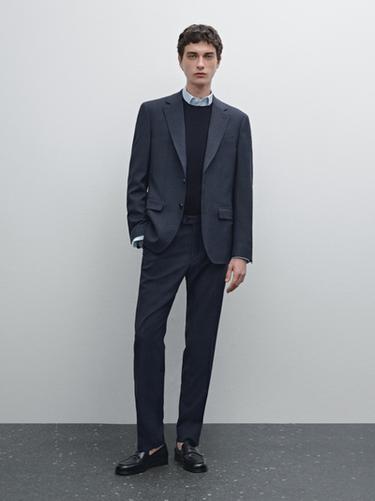 Zara Wool blend suit blazer - Navy blue - Image 0