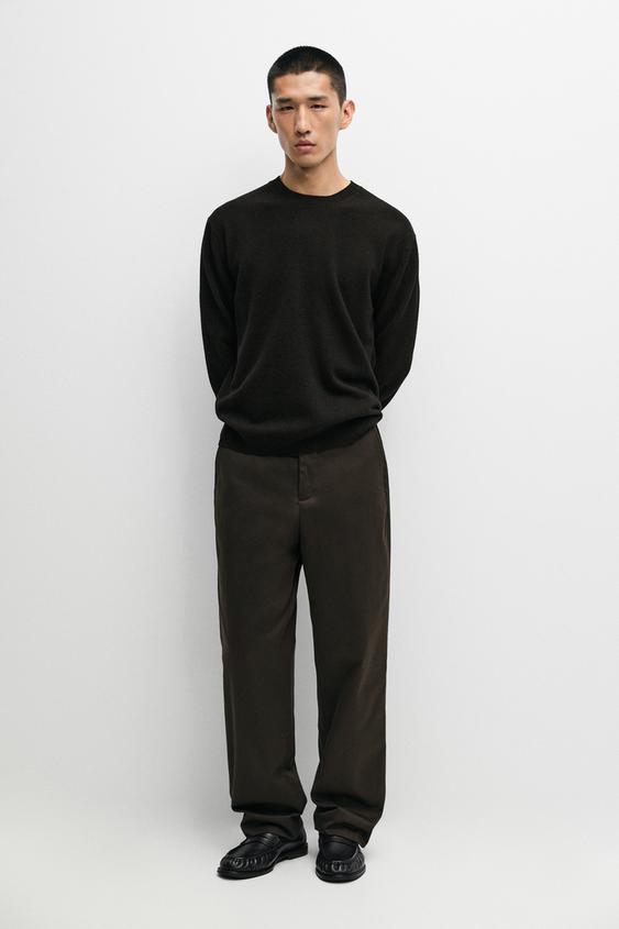 Zara Wool blend round neck knit sweater - Black - Image 0