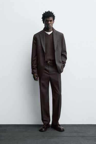 LIMITED EDITION 100% WOOL SUIT BLAZER - Dark brown by Zara