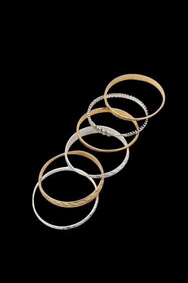 Zara PACK OF COMBINED RIGID BRACELETS - Gold / Silver