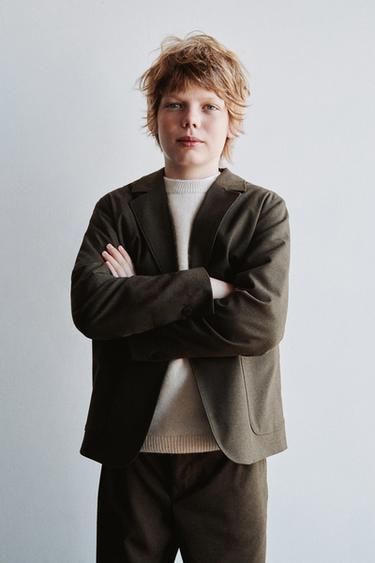 BLAZER TRAJE FRANELA - Khaki oscuro de Zara