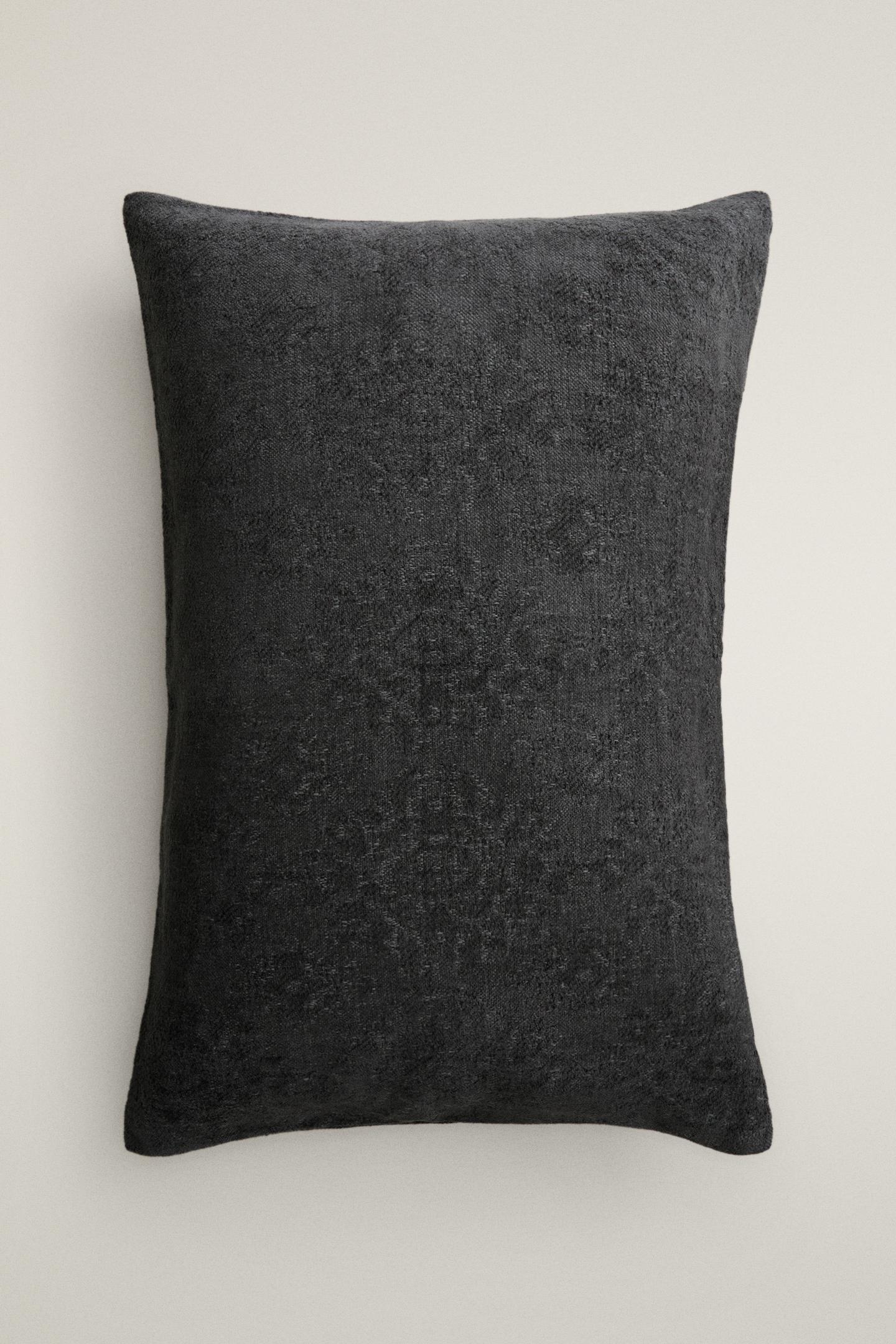 Подушка Zara Chenille Throw Pillow Cover, цвет: Синий / Серый — фото 3