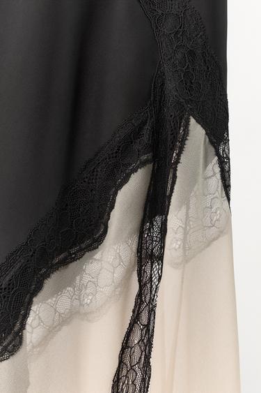 ROBE EN MATIÈRES VARIÉES DENTELLE - Noir / Écru de Zara - Image 8