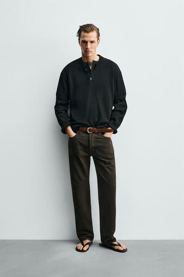 COTTON/LINEN KNIT T-SHIRT - Black by Zara - Image 0