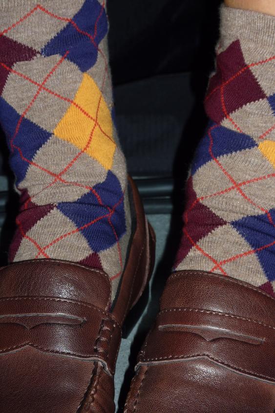 Zara ARGYLE PATTERN SOCKS - Brown / Taupe - Image 0