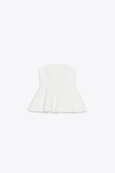 INTERLOCK PEPLUM TOP - White by Zara - Image 5
