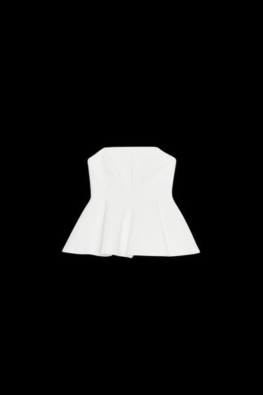 INTERLOCK PEPLUM TOP - White by Zara - Image 0