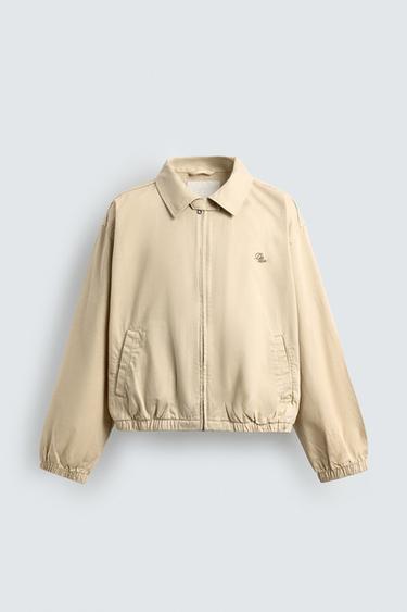 XHAKAVENTË CROPPED FIT ME QËNDISMË - E verdhë e hapur nga Zara