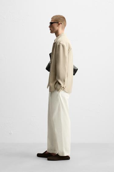 COTTON/LINEN PLEATED TROUSERS - White by Zara - Image 3