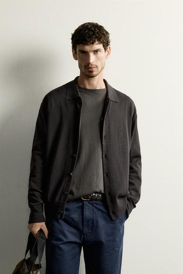 COTTON REGULAR FIT CARDIGAN - Charcoal grey by Zara