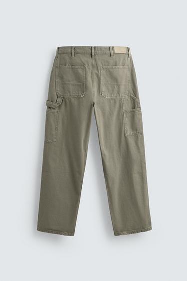 WASHED EFFECT CARPENTER TROUSERS - Light green by Zara - Image 7