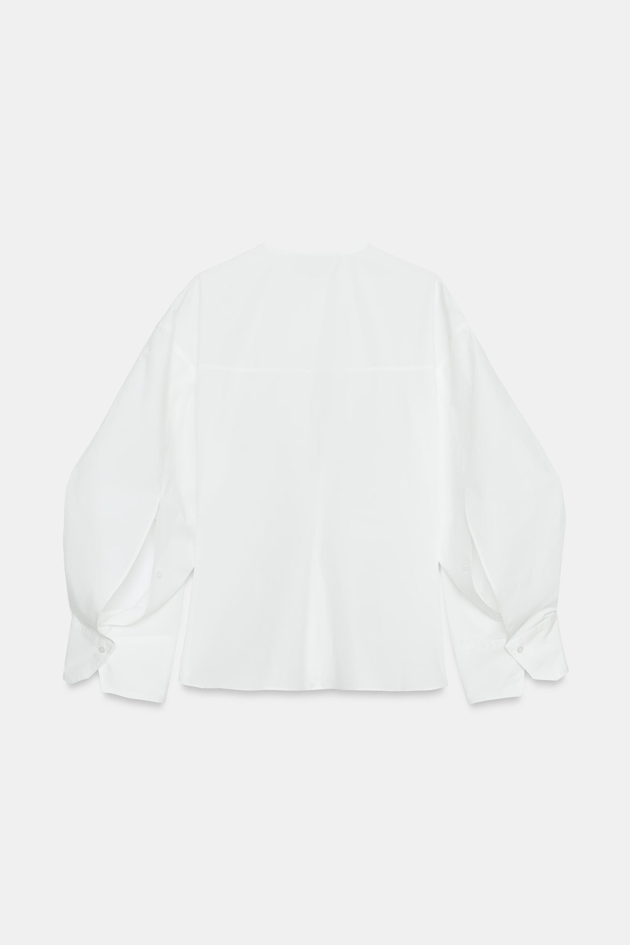 Женские рубашки Zara POPLIN SHIRT WITH VOLUMINOUS SLEEVES — фото 9