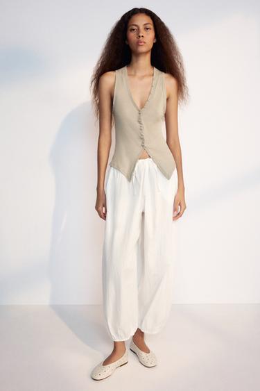 BUTTON-UP TOP - Stone by Zara
