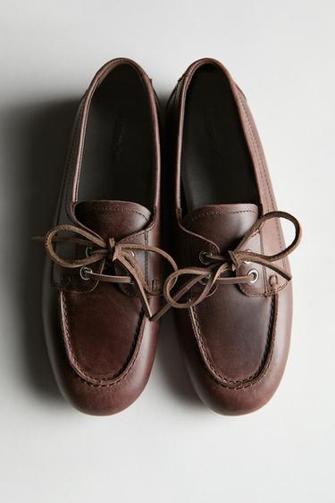 Zara Leather deck shoes - Brown - Image 0