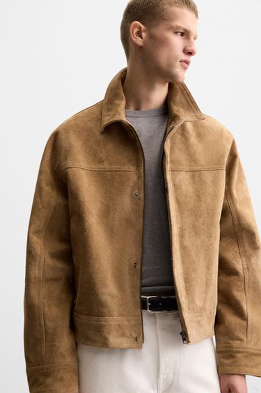 SUEDE LEATHER JACKET - Dark beige by Zara - Image 5