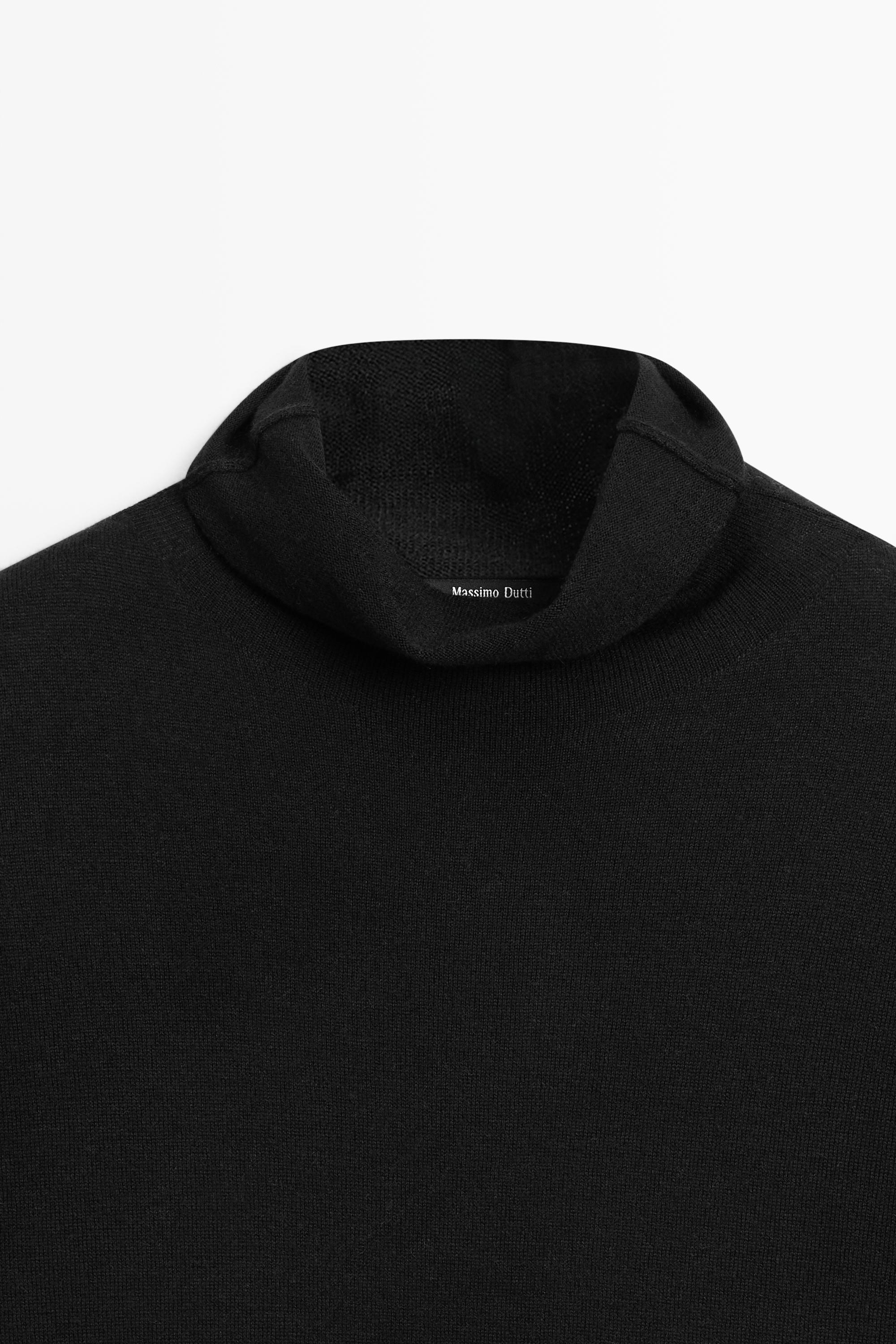 Wool blend turtleneck knit sweater
