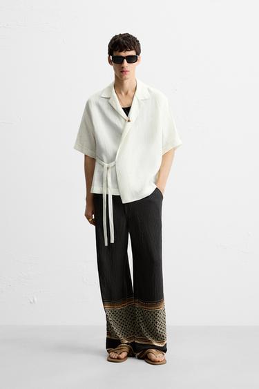 CHEMISE 100 % LIN LAZADA - Blanc cassé de Zara