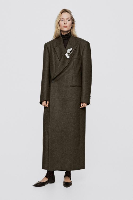 Abrigo largo cruzado oversize - LIMITED EDITION - Oliva de Zara - Imagen 0