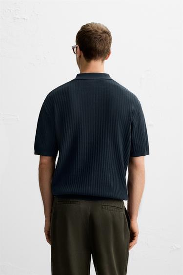 POLO MAILLE STRUCTURE VERTICALE - Bleu marine de Zara - Image 2