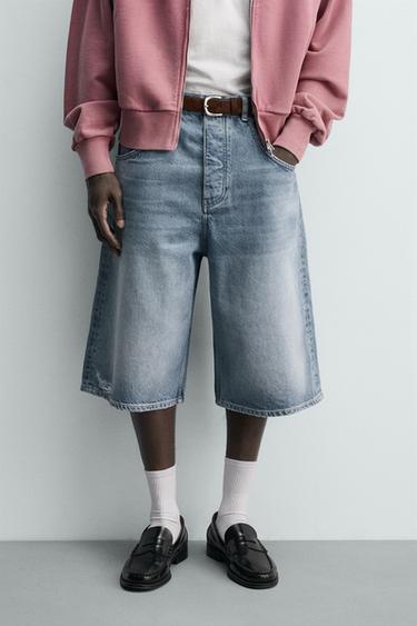 BAGGY FIT DENIM BERMUDA SHORTS - Blue by Zara
