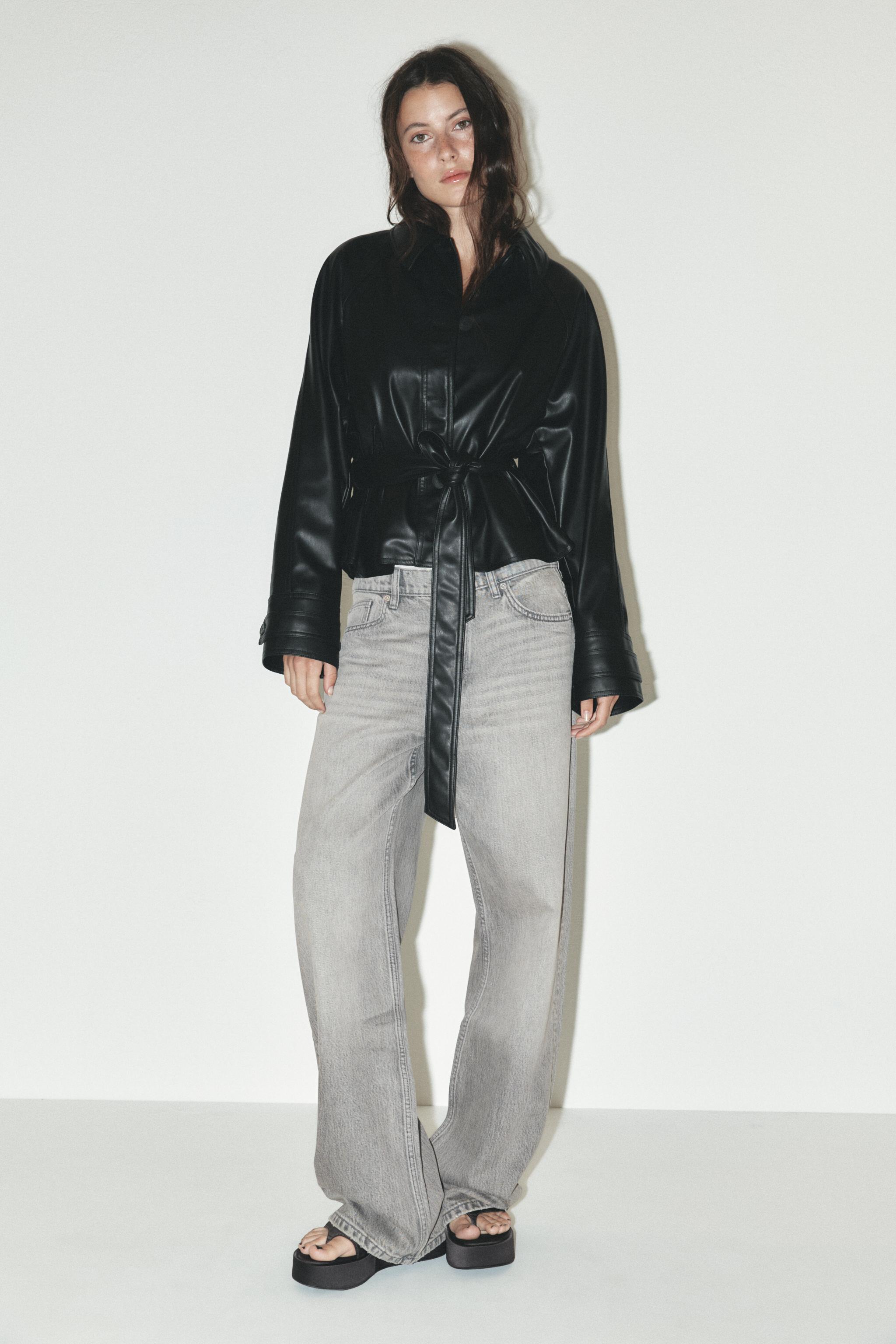 FAUX LEATHER BELTED JACKET - Black | ZARA South Africa