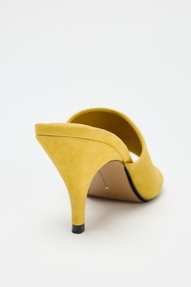 MULES À TALONS EN CUIR - Moutarde de Zara - Image 5