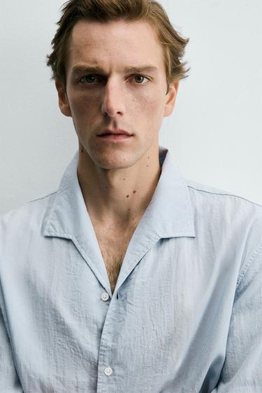 FLOWING TEXTURED SHIRT - Sky blue by Zara - Image 5