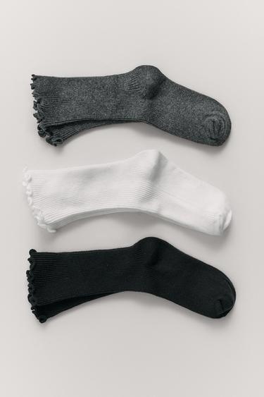 3-PACK OF TOWELLING LONG SOCKS - Black / White by Zara