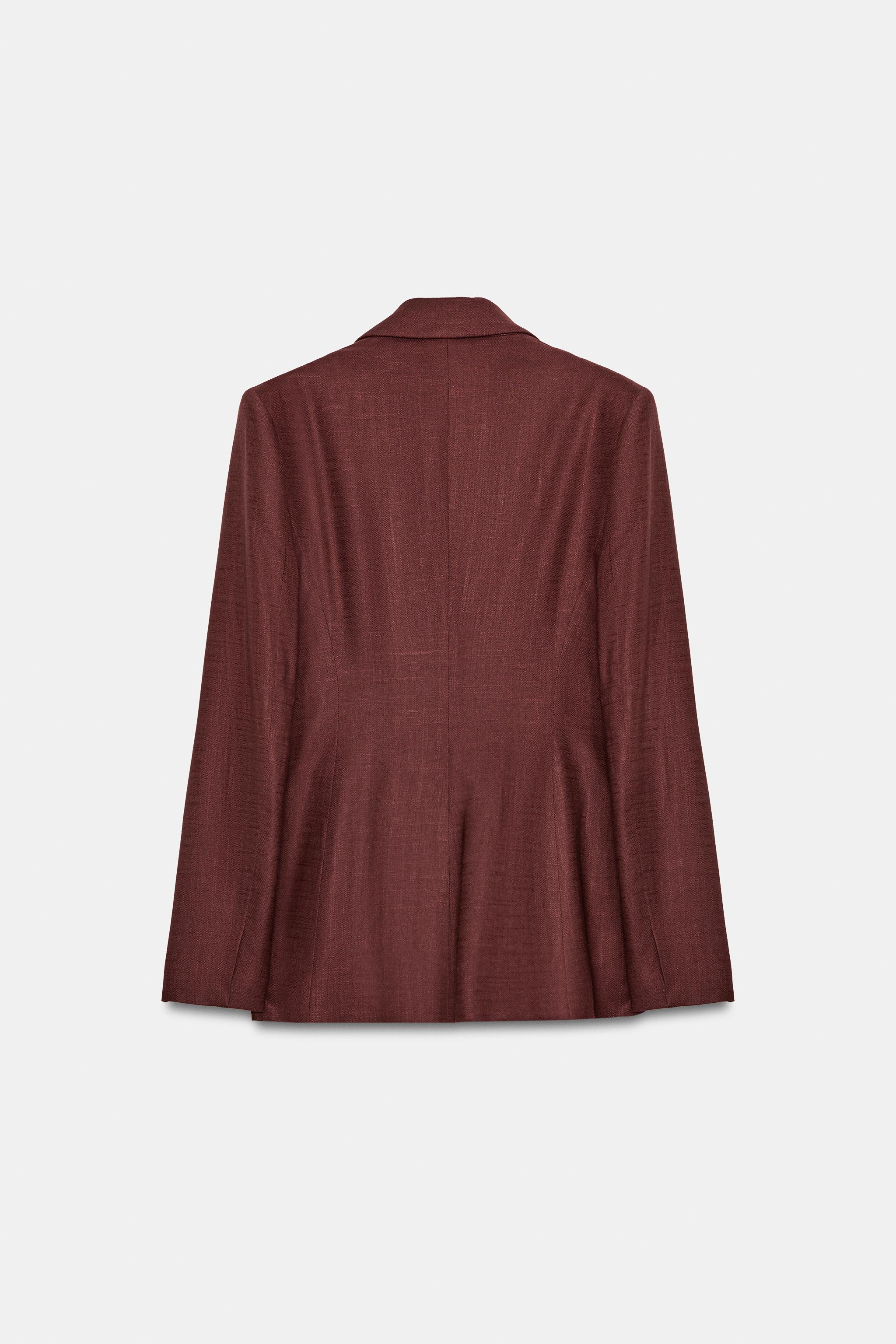 LINEN DOUBLE BREASTED BLAZER WITH TIE