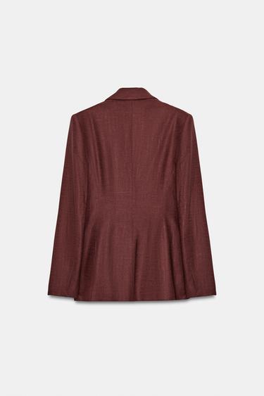 DOUBLE-BREASTED LINEN BLEND BLAZER WITH TIE DETAIL - Rust by Zara - Image 6