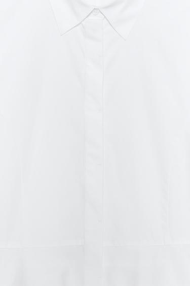 CHEMISE EN POPELINE À BASQUES - Blanc de Zara - Image 9