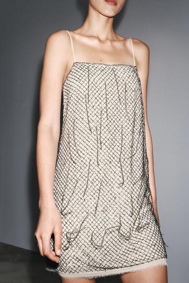 BEADED SHORT DRESS ZW COLLECTION - Silver by Zara - Image 1