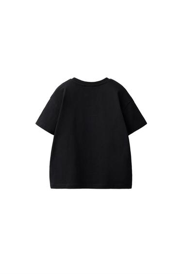 EMBROIDERED HEART PLAIN T-SHIRT — Black 2