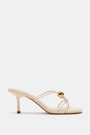 HEELED SANDALS WITH METAL DETAIL - Ecru by Zara