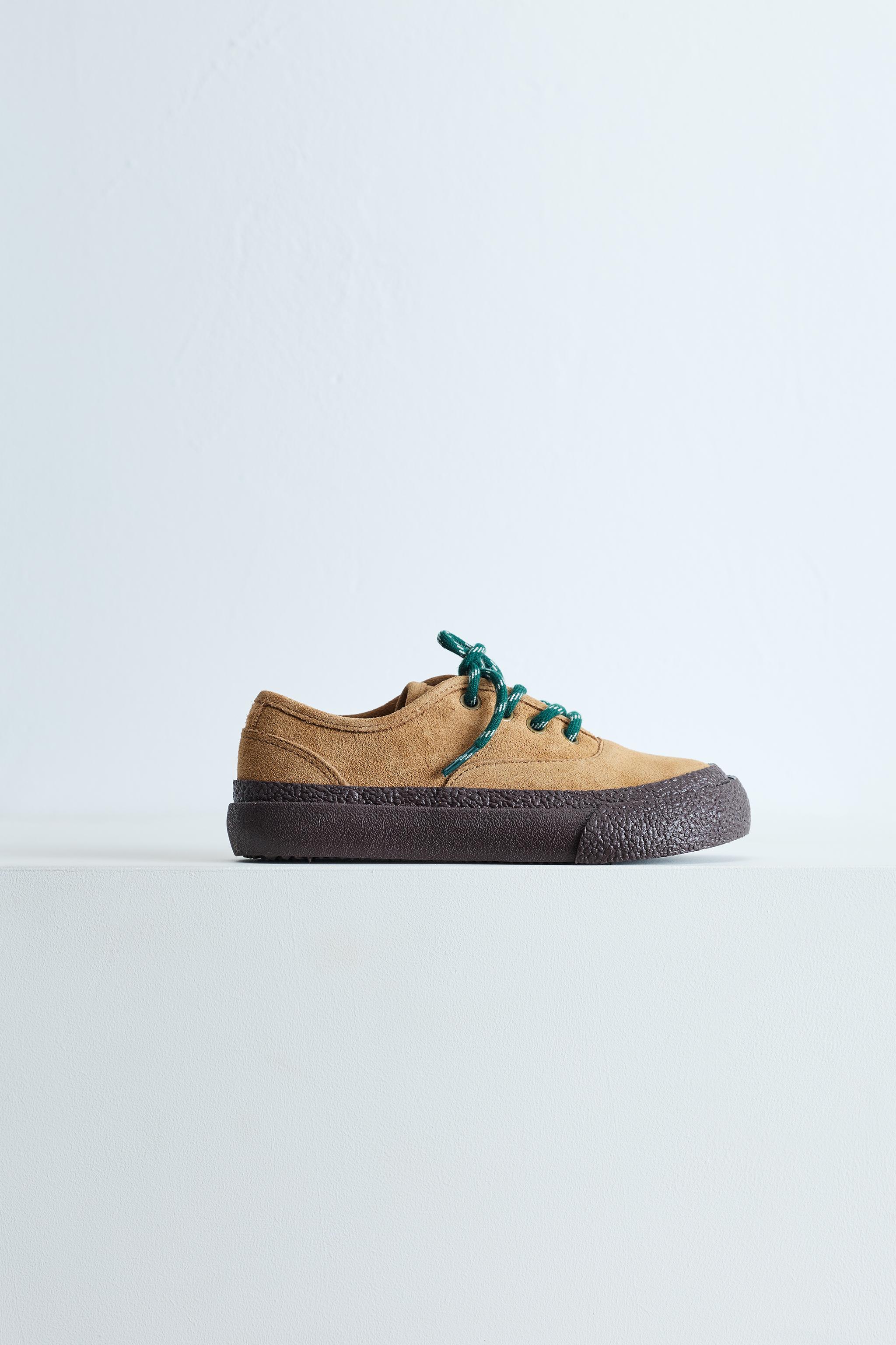 Детские кроссовки Zara CONTRAST LEATHER SNEAKERS — фото 11
