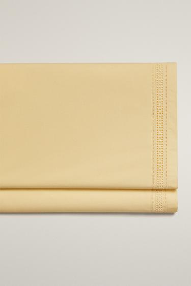 OPENWORK EMBROIDERY FLAT SHEET - Light yellow by Zara - Image 0