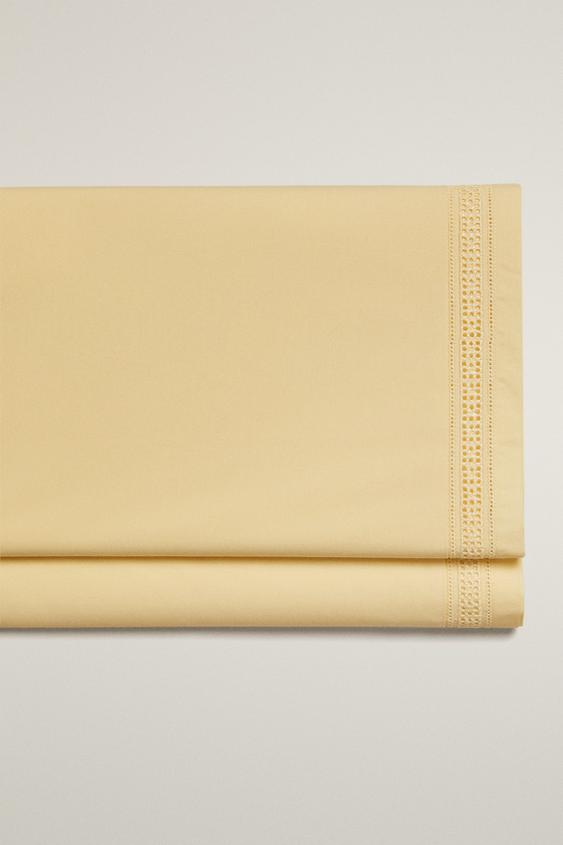 OPENWORK EMBROIDERY FLAT SHEET - Light yellow by Zara - Image 0