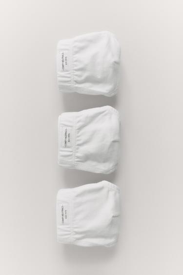 1 1/2-6 YEARS/ PACK OF THREE PLAIN BRIEFS WITH LABEL - White by Zara