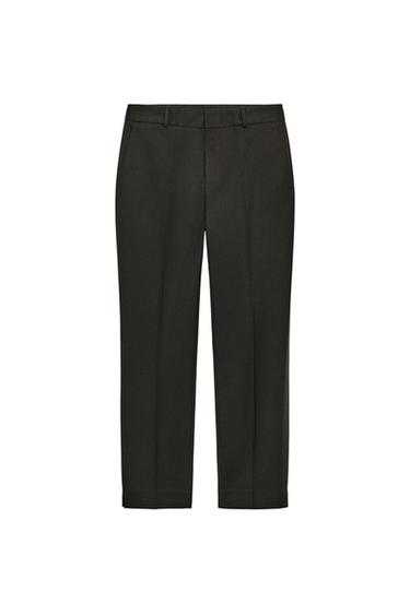 LOW-RISE CROPPED TROUSERS - Brown by Zara