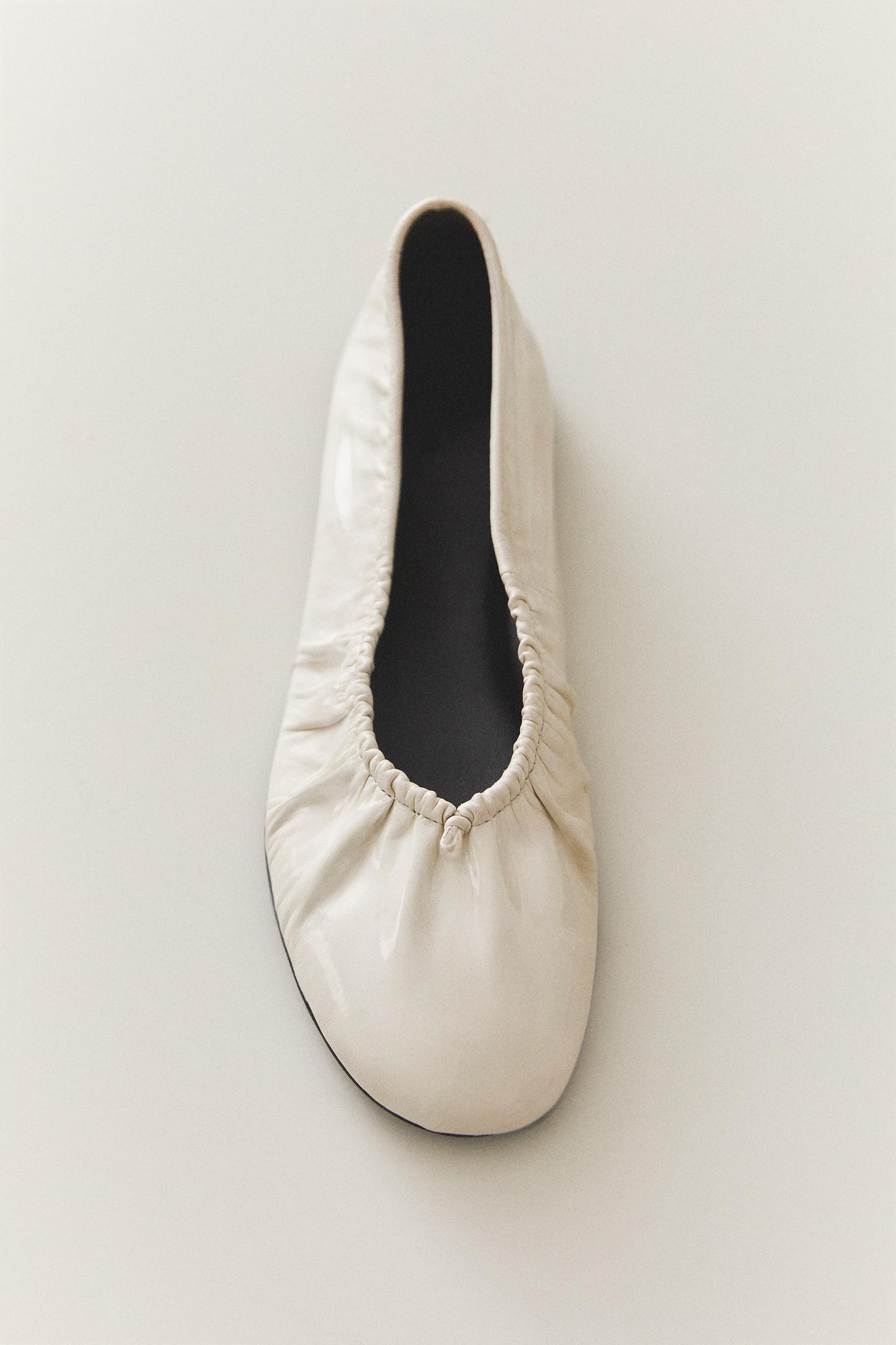 BALLERINES EN CUIR FRONCÉES