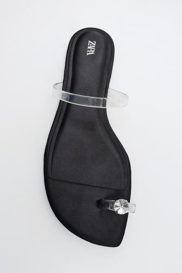 FLAT VINYL STRAP SANDALS - Transparent by Zara