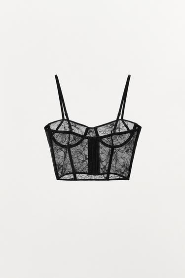 CORSET ARMATURES DENTELLE - Noir de Zara - Image 6