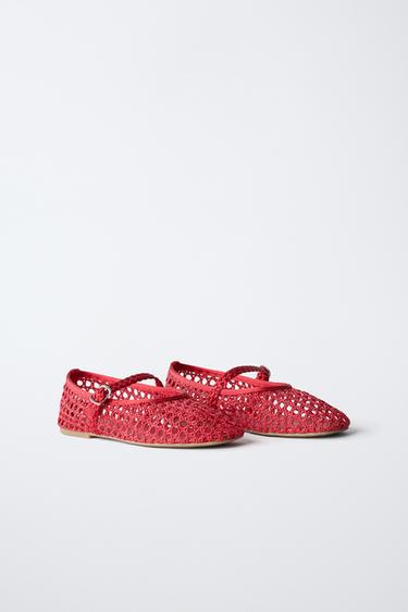 CUT-OUT BALLET FLATS - Red by Zara