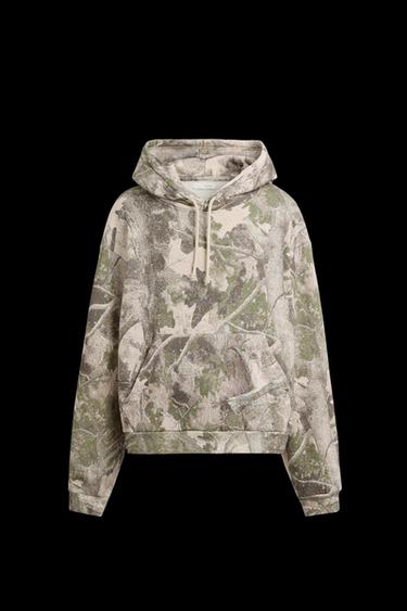 Zara ABSTRACT PRINT HOODIE - Light khaki - Image 0