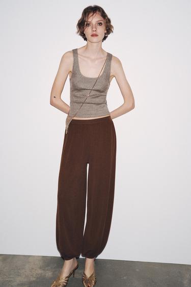 BALLOON KNIT TROUSERS - Chocolate by Zara