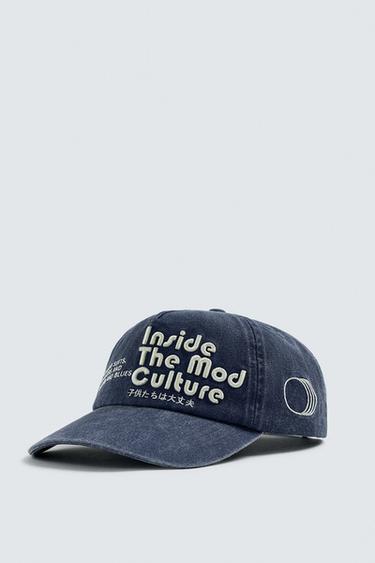 EMBROIDERED SLOGAN CAP - Navy blue by Zara