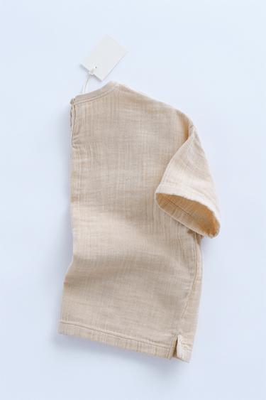 TIMELESZ - TEXTURED SHIRT WITH POCKET - Light beige by Zara - Image 1