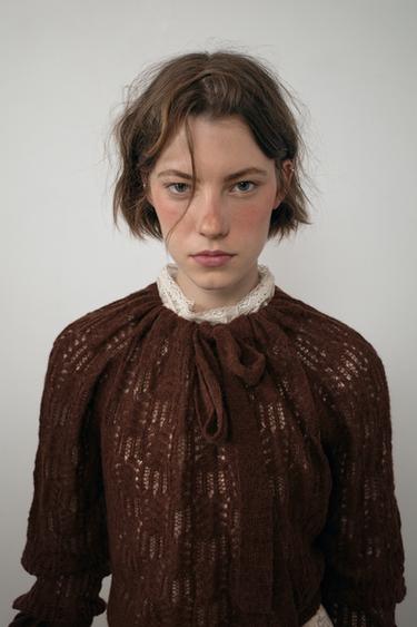 Zara KNIT JUMPER WITH TIES - Toffee
