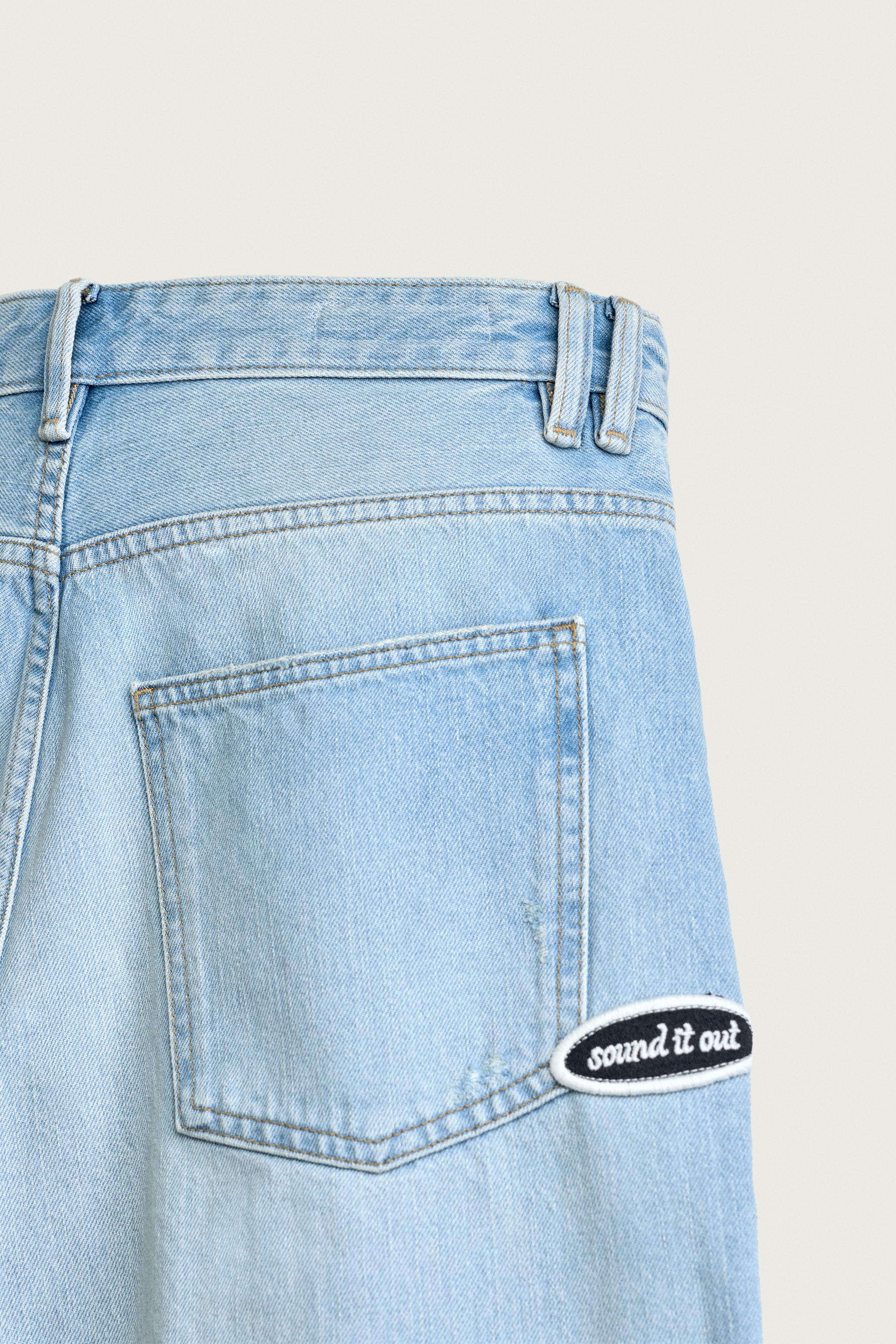 RELAXED FIT PATCHWORK DENIM BERMUDA SHORTS