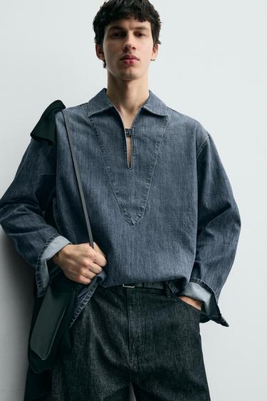 WASHED DENIM OVERSHIRT - Blue by Zara - Image 5